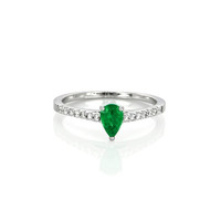 0.35 Ct. Emerald Natural Diamond Pave Ring, 18K White Gold Video