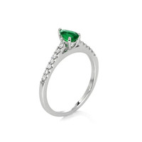 0.35 Ct. Emerald Natural Diamond Pave Ring, 18K White Gold Image