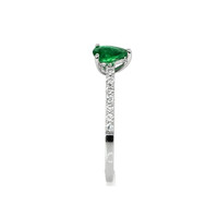 0.35 Ct. Emerald Natural Diamond Pave Ring, 18K White Gold Image
