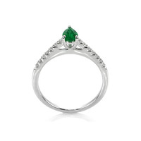 0.35 Ct. Emerald Natural Diamond Pave Ring, 18K White Gold Image