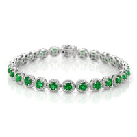 5.00 Ct.Tw. Emerald Natural Diamond Tennis/Line Bracelet, 18K White Gold Video