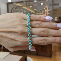 5.00 Ct.Tw.Total Carat Weight Emerald and Natural Diamond Tennis/Line Bracelet, 18K White Gold Life Style