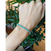 5.00&nbsp;Ct.Tw.Total Carat Weight Emerald and Natural Diamond Tennis/Line Bracelet, 18K White Gold Life Style