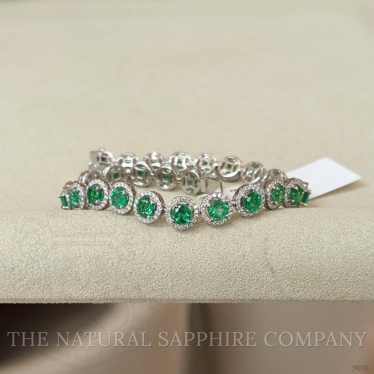 5.00 Ct.Tw. Emerald and Natural Diamond Tennis/Line Bracelet, 18K White Gold