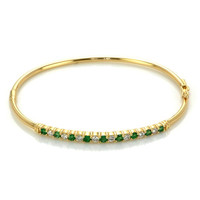 0.99 Ct.Tw. Emerald Natural Diamond Bangle Bracelet, 14K Yellow Gold Video