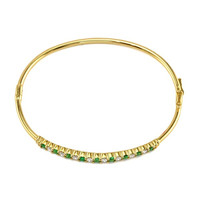 0.99 Ct.Tw. Emerald Natural Diamond Bangle Bracelet, 14K Yellow Gold Image