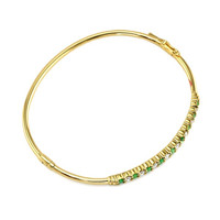 0.99 Ct.Tw. Emerald Natural Diamond Bangle Bracelet, 14K Yellow Gold Image
