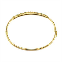 0.99 Ct.Tw. Emerald Natural Diamond Bangle Bracelet, 14K Yellow Gold Image