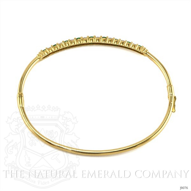 0.99 Ct.Tw. Emerald Natural Diamond Bangle Bracelet, 14K Yellow Gold