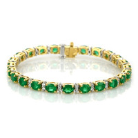 7.47 Ct.Tw. Emerald Natural Diamond Bracelet, 18K White & Yellow Video