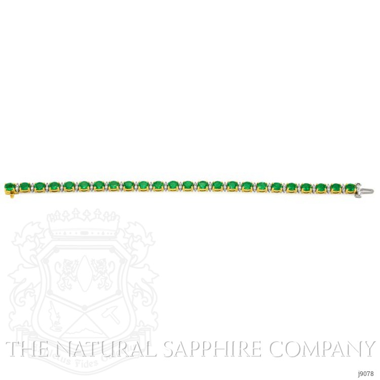 7.47 Ct.Tw. Emerald Natural Diamond Bracelet, 18K White & Yellow