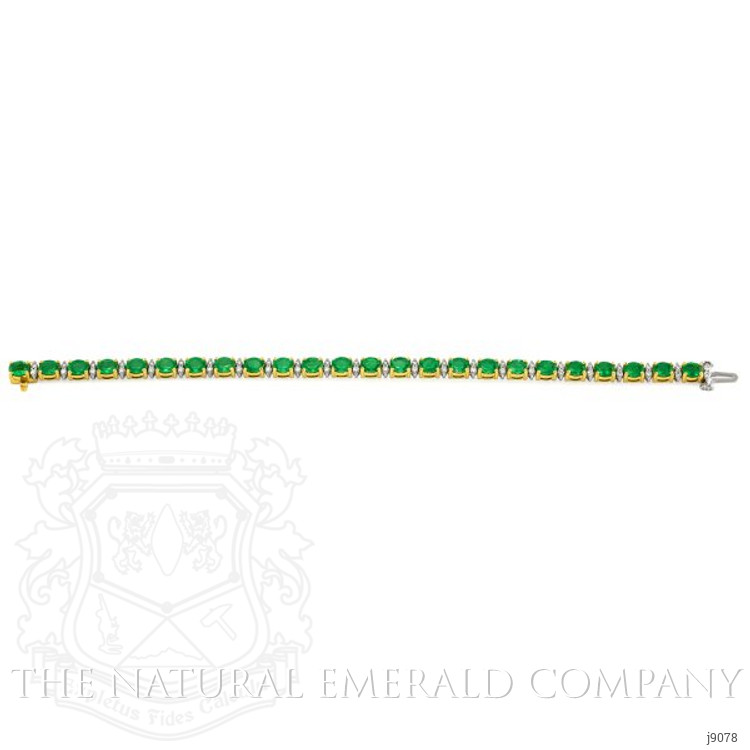 7.47 Ct.Tw. Emerald Natural Diamond Bracelet, 18K White & Yellow