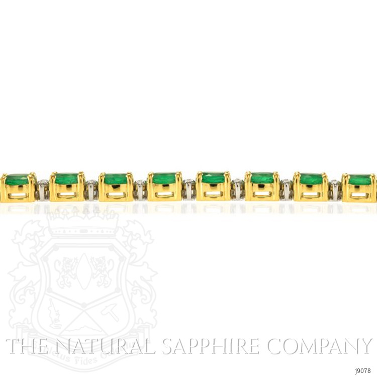 7.47 Ct.Tw. Emerald Natural Diamond Bracelet, 18K White & Yellow