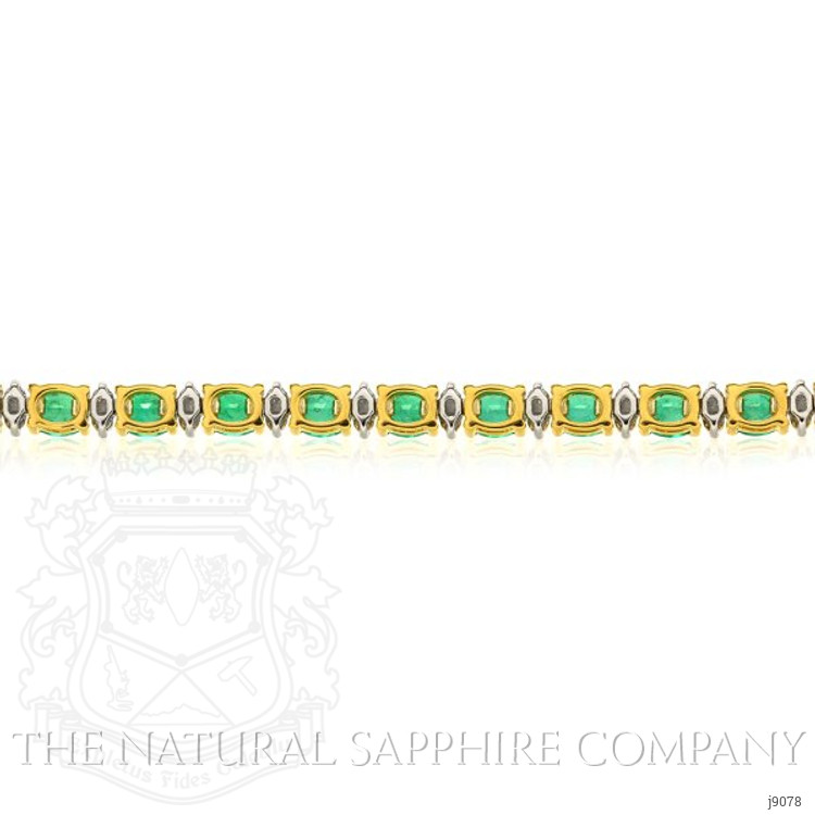 7.47 Ct.Tw. Emerald Natural Diamond Bracelet, 18K White & Yellow