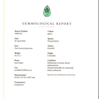 18.15 Ct. Emerald and Diamond Ring, 18K White Gold Scan Report