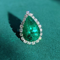 18.15 Ct. Emerald and Diamond Ring, 18K White Gold Image
