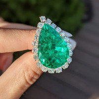 18.15 Ct. Emerald and Diamond Ring, 18K White Gold Image