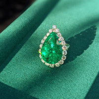 18.15 Ct. Emerald and Diamond Ring, 18K White Gold Image