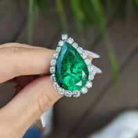 18.15 Ct. Emerald and Diamond Ring, 18K White Gold Image