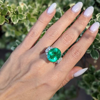 10.90 Ct. Emerald and Diamond Ring, 18K White Gold Image