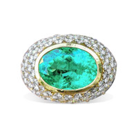 6.00 Ct. Emerald Natural Diamond Bezel Ring, 18K Yellow & Rose Image