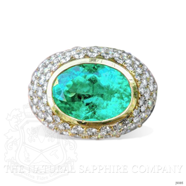 6.00 Ct. Emerald Natural Diamond Bezel Ring, 18K Yellow & Rose