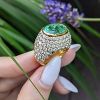 6.00 Ct. Emerald Natural Diamond Bezel Ring, 18K Yellow & Rose Image