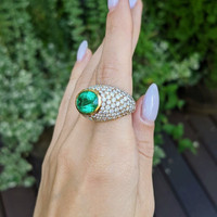 6.00 Ct. Emerald Natural Diamond Bezel Ring, 18K Yellow & Rose Image
