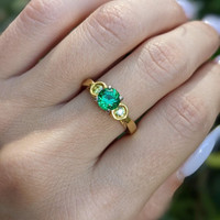 0.76 Ct. Emerald and Diamond Ring, Platinum & 18K Yellow Image