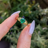 0.76 Ct. Emerald and Diamond Ring, Platinum & 18K Yellow Image