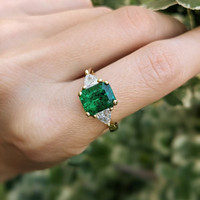2.59 Ct. Emerald and Diamond Ring - 18K White Gold Image