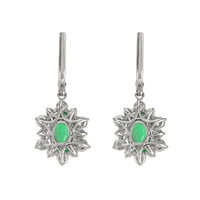 3.75 Ct.Tw. Emerald Natural Diamond Halo Earrings, 18K White Gold Image
