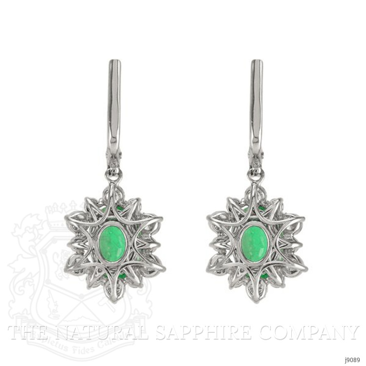 3.75 Ct.Tw. Emerald Natural Diamond Halo Earrings, 18K White Gold