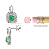 1.54 Ct.Tw. Emerald Natural Diamond Pave Earrings, 18K White & Yellow Image