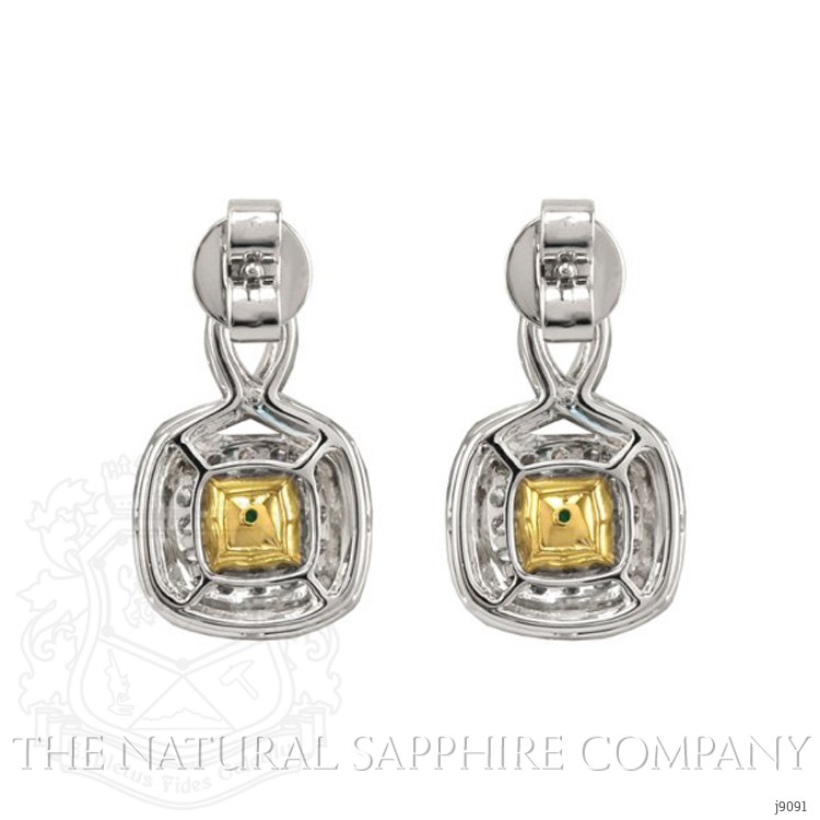 1.54 Ct.Tw. Emerald Natural Diamond Pave Earrings, 18K White & Yellow