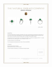 2.00 Ct. Emerald Natural Diamond Halo Ring, 18K White Gold Appraisal