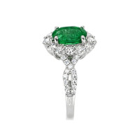 2.00 Ct. Emerald Natural Diamond Halo Ring, 18K White Gold Image