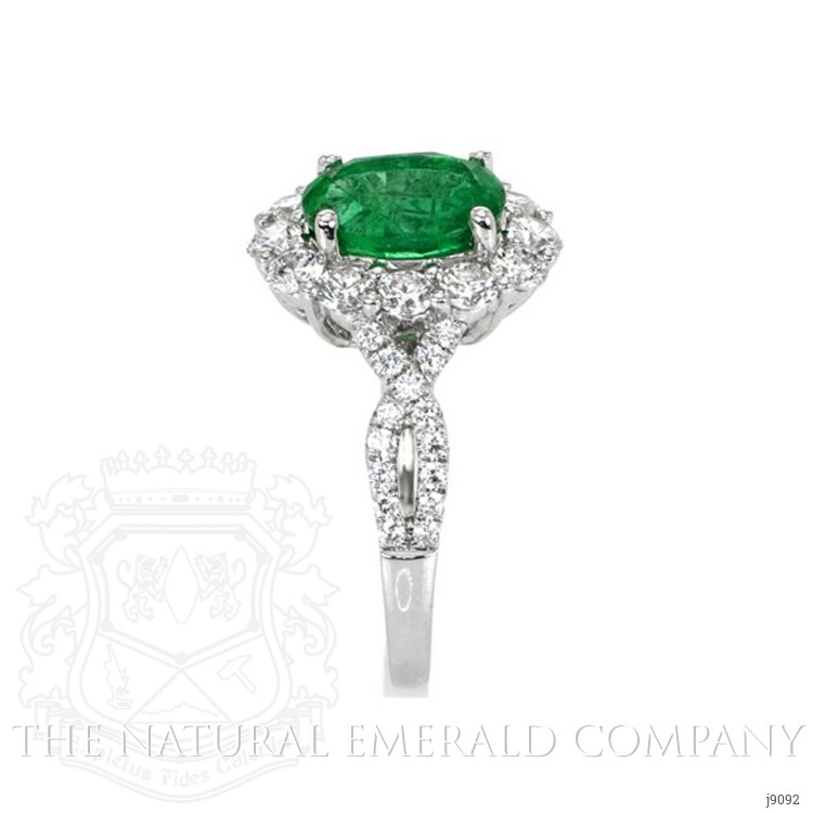 2.00 Ct. Emerald Natural Diamond Halo Ring, 18K White Gold