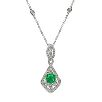 0.91 Ct. Emerald Natural Diamond Pave Pendant, 18K White Gold Video