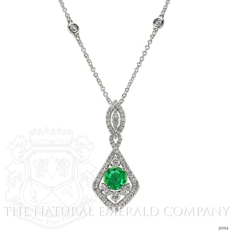 0.91 Ct. Emerald Natural Diamond Pave Pendant, 18K White Gold
