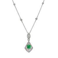 0.91 Ct. Emerald Natural Diamond Pave Pendant, 18K White Gold Image