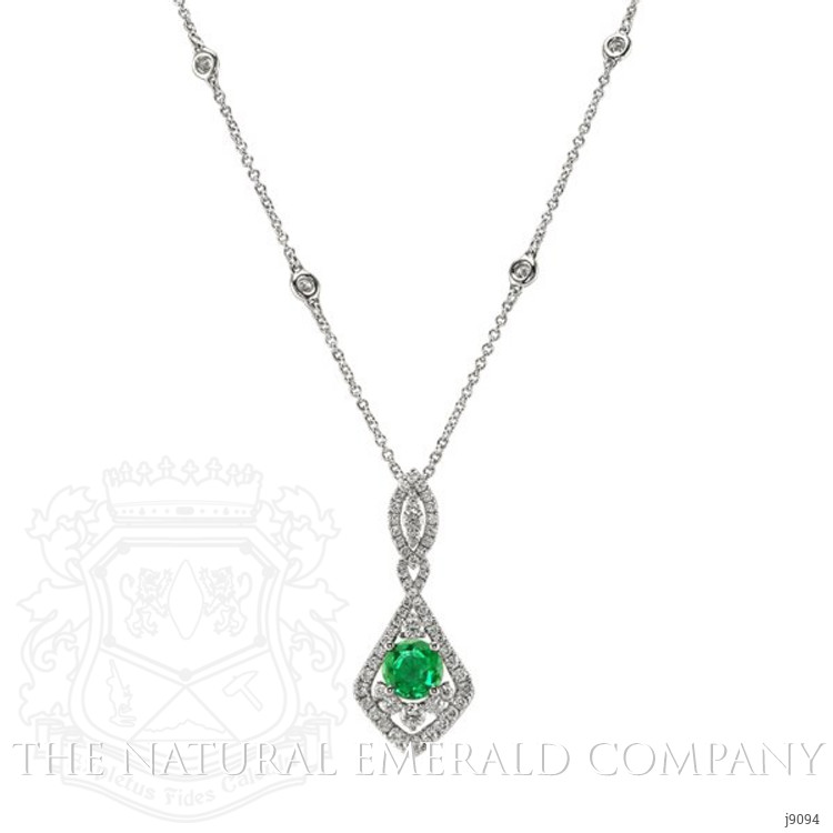 0.91 Ct. Emerald Natural Diamond Pave Pendant, 18K White Gold