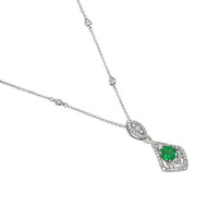 0.91 Ct. Emerald Natural Diamond Pave Pendant, 18K White Gold Image