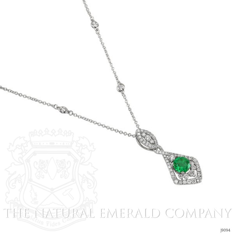 0.91 Ct. Emerald Natural Diamond Pave Pendant, 18K White Gold
