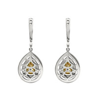 2.01 Ct.Tw. Emerald Natural Diamond Pave Earrings, 18K White Gold Image