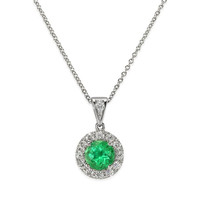 1.42 Ct. Emerald Natural Diamond Pave Pendant, 18K White Gold Video