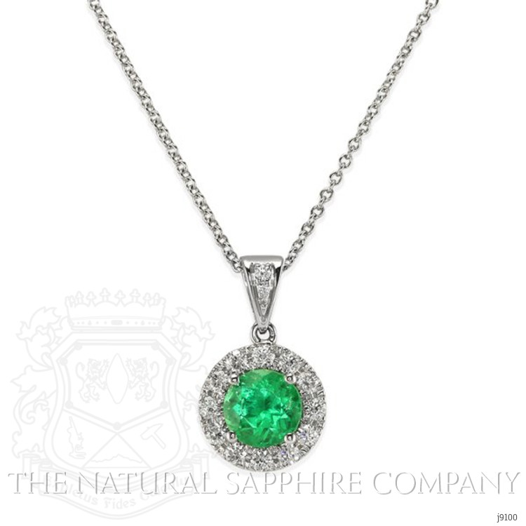 1.42 Ct. Emerald Natural Diamond Pave Pendant, 18K White Gold