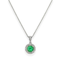 1.42 Ct. Emerald Natural Diamond Pave Pendant, 18K White Gold Image