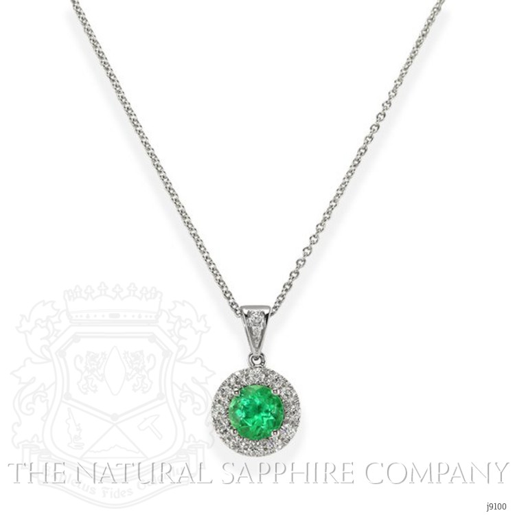 1.42 Ct. Emerald Natural Diamond Pave Pendant, 18K White Gold