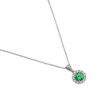 1.42 Ct. Emerald Natural Diamond Pave Pendant, 18K White Gold Image